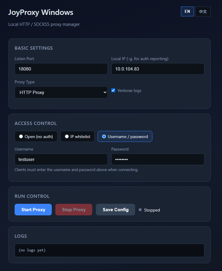 JoyProxy Windows GUI